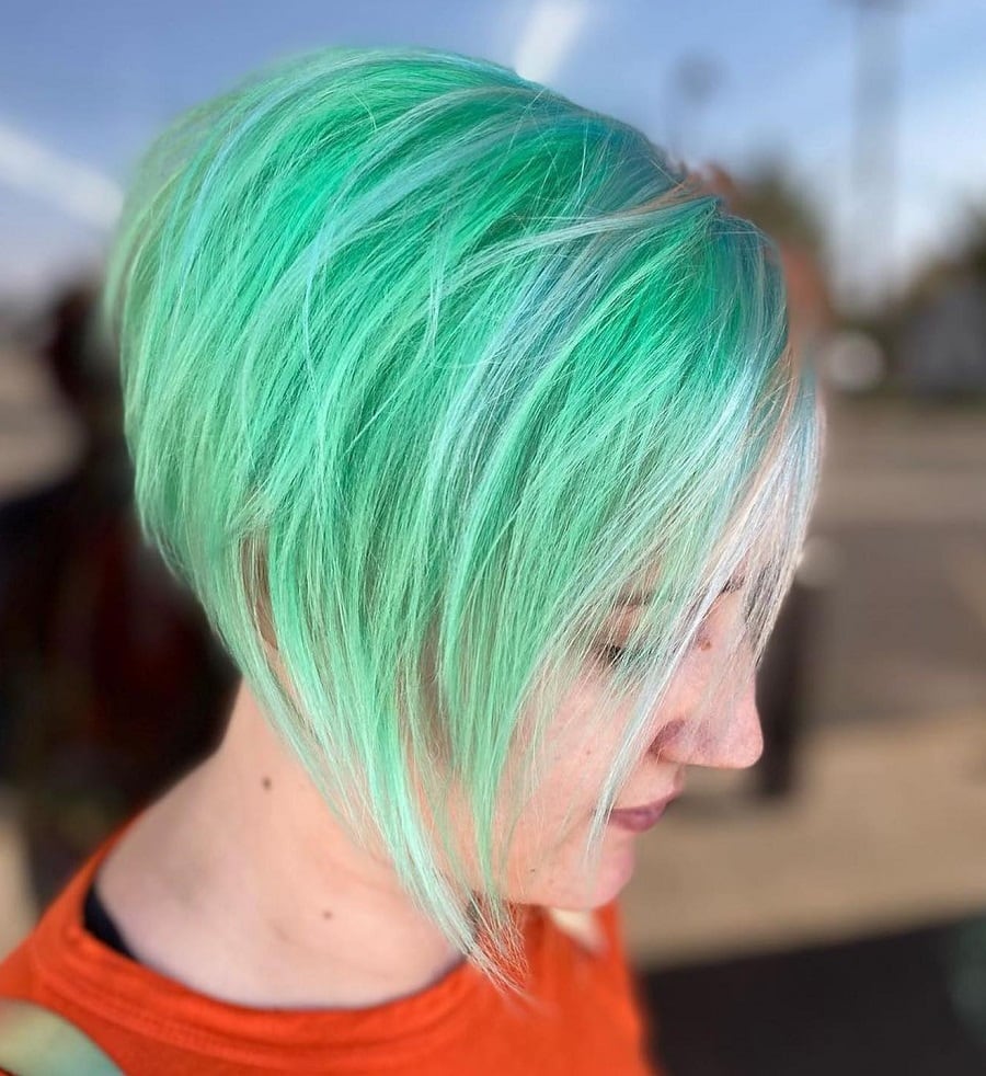 mint green pixie cut