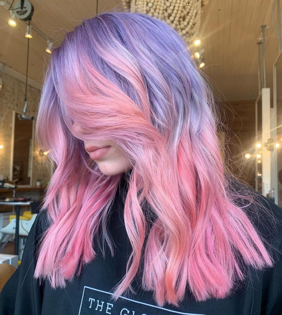 pastel purple and pink hair
