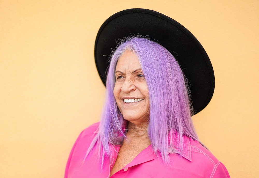 pastel purple hair for older women