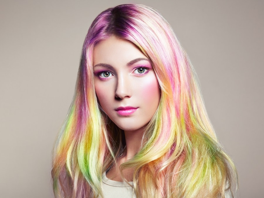 pastel rainbow hair