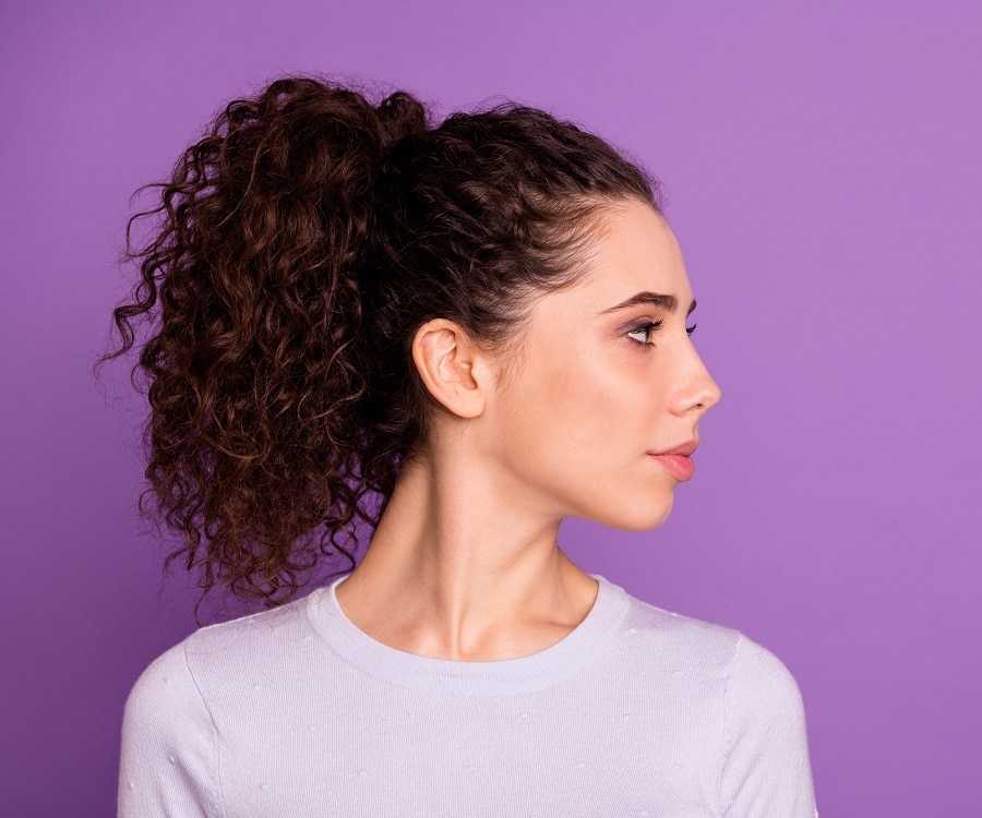 ponytail with perm hair