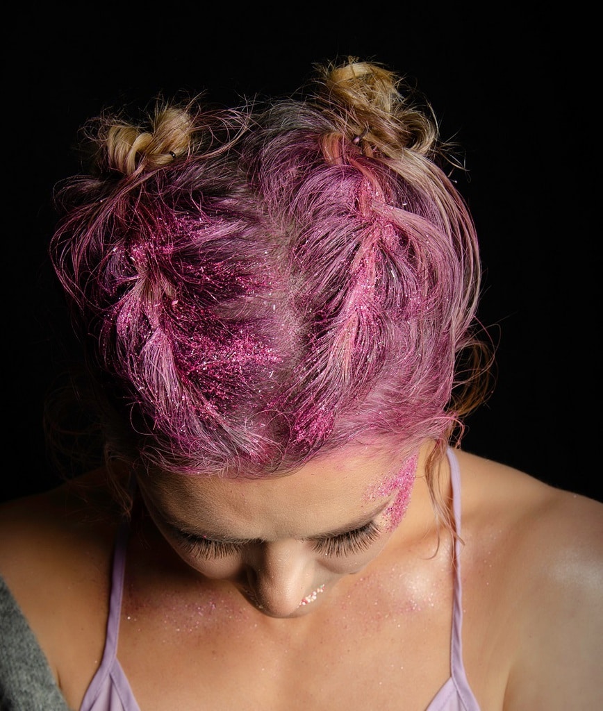 pink glitter hair