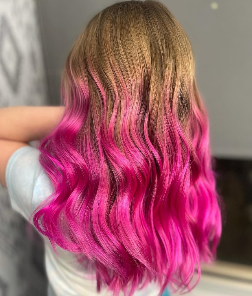 long wavy pink ombre hair