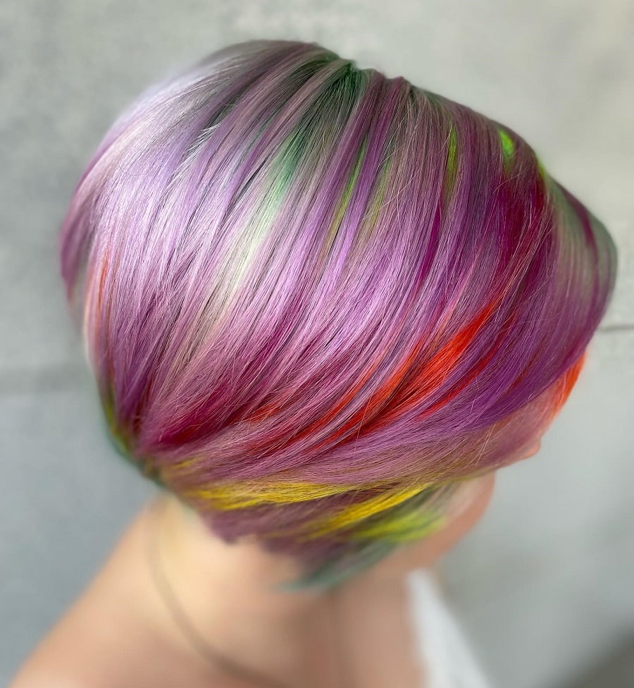 pixie bob with pastel purple highlights