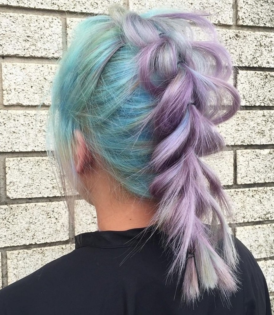 pull through braid with pastel purple hair