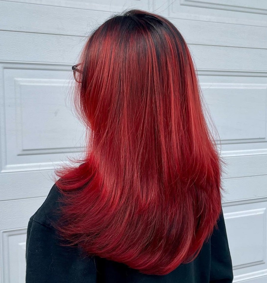 red balayage ombre hair
