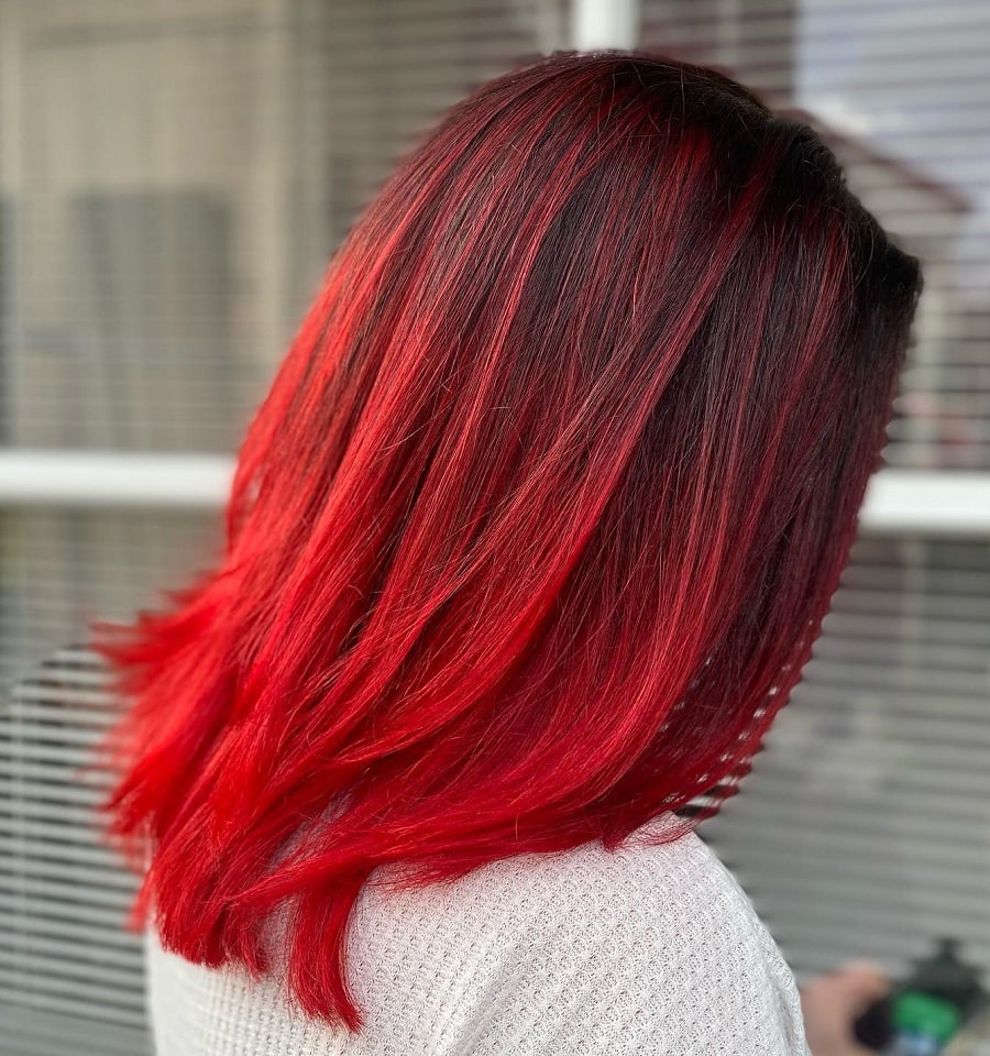 ruby red ombre hair