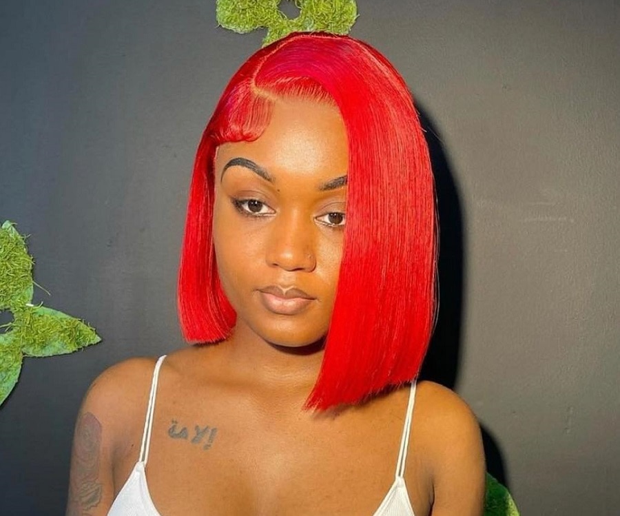 sew in red bob