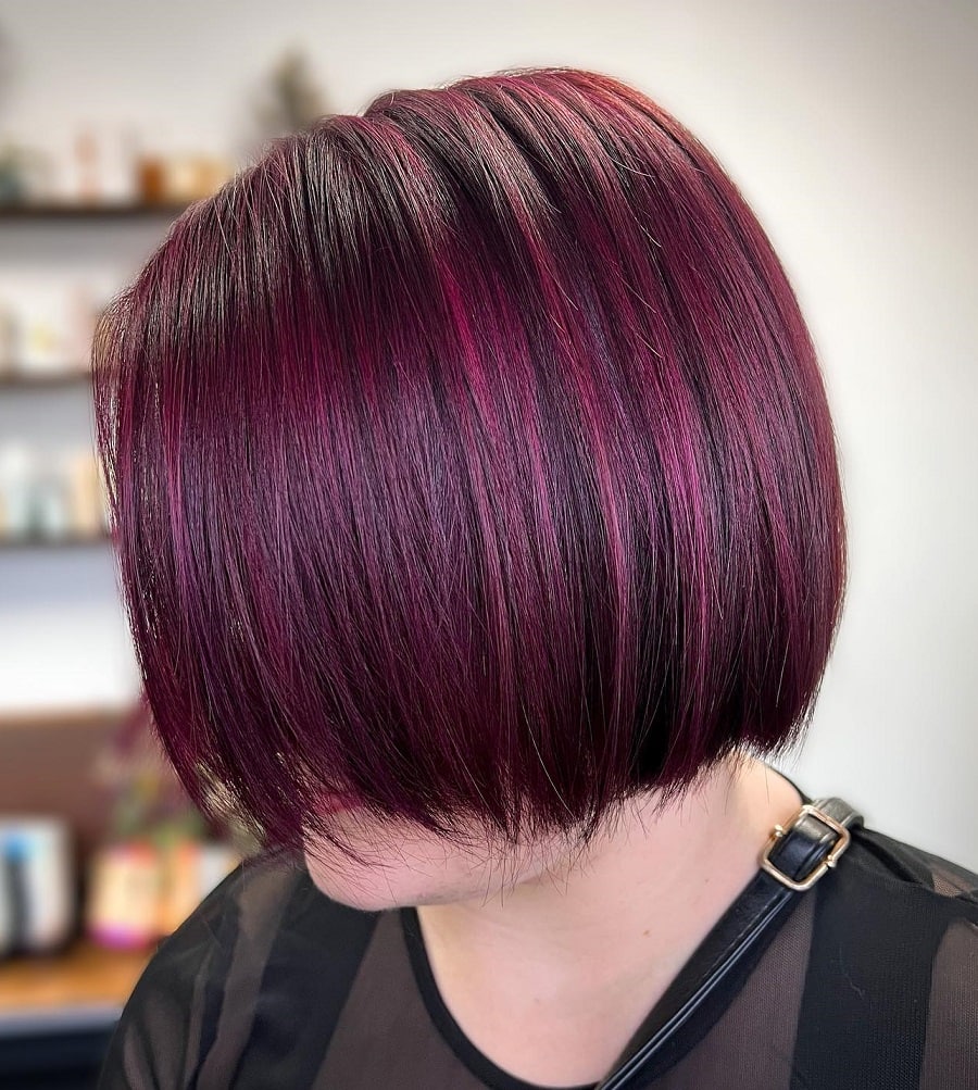 short burgundy red balayage hair