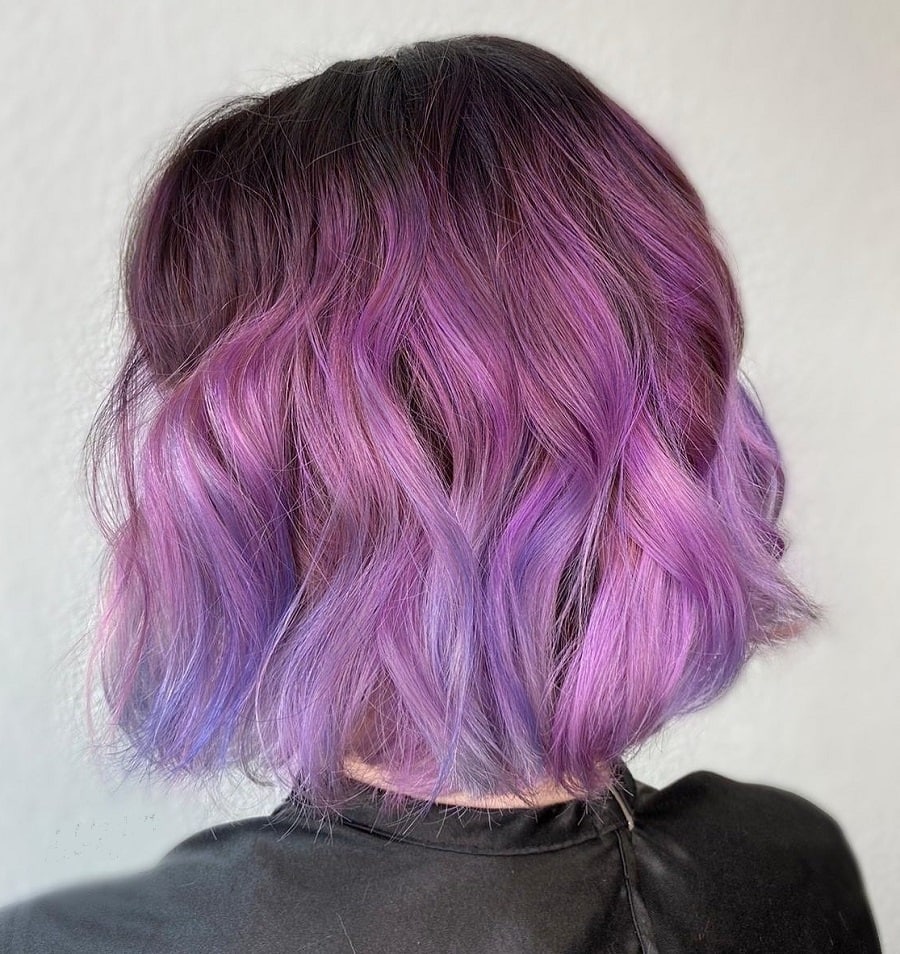 short pastel purple balayage hair