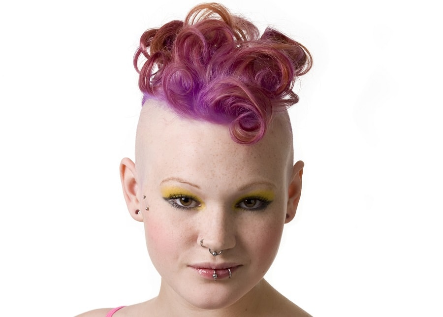 short punk style with curly pink hair