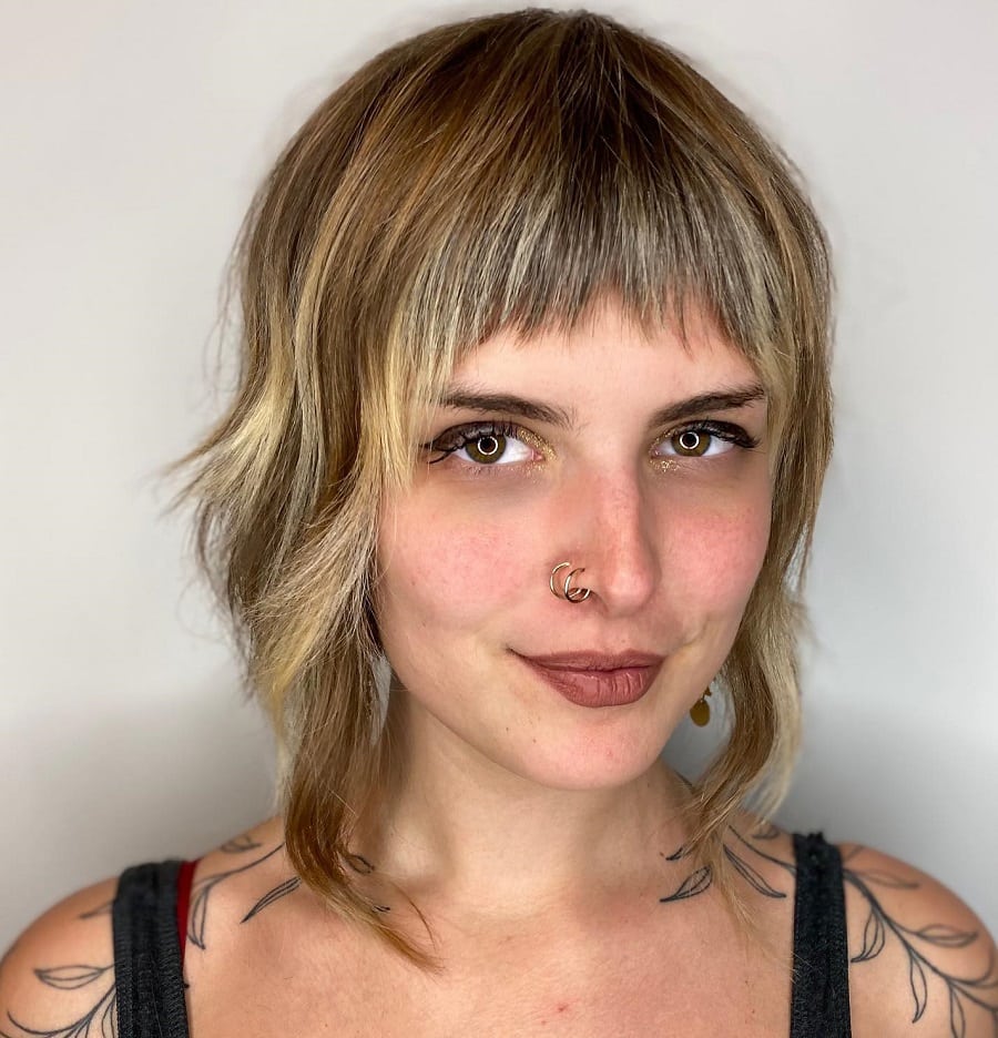 short shag with balayage hair