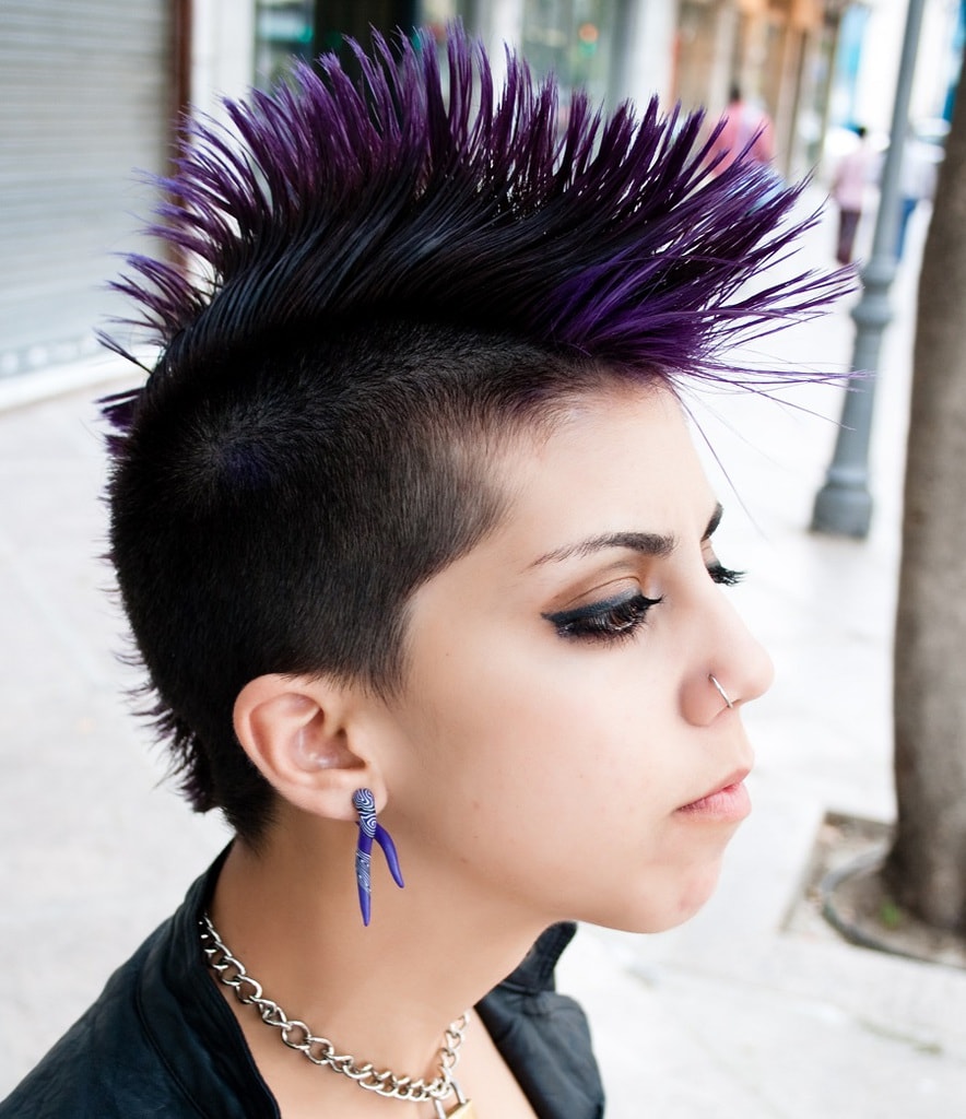 Fashion Rocker Style Model Girl Portrait Hairstyle Rocker or Punk Woman  Makeup Hairdo and Black Nails Stock Photo  Image of female fashion  168065828