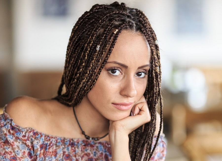 small box braids with beads