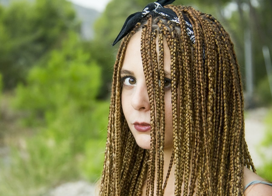 small golden brown box braids