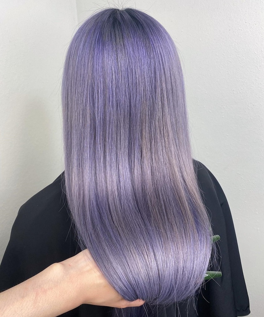 straight pastel purple hair