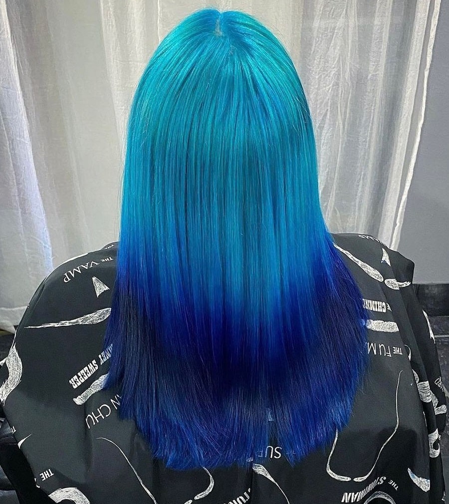 straight pastel to dark blue ombre hair