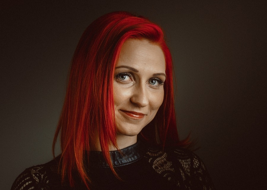 straight ruby red hair