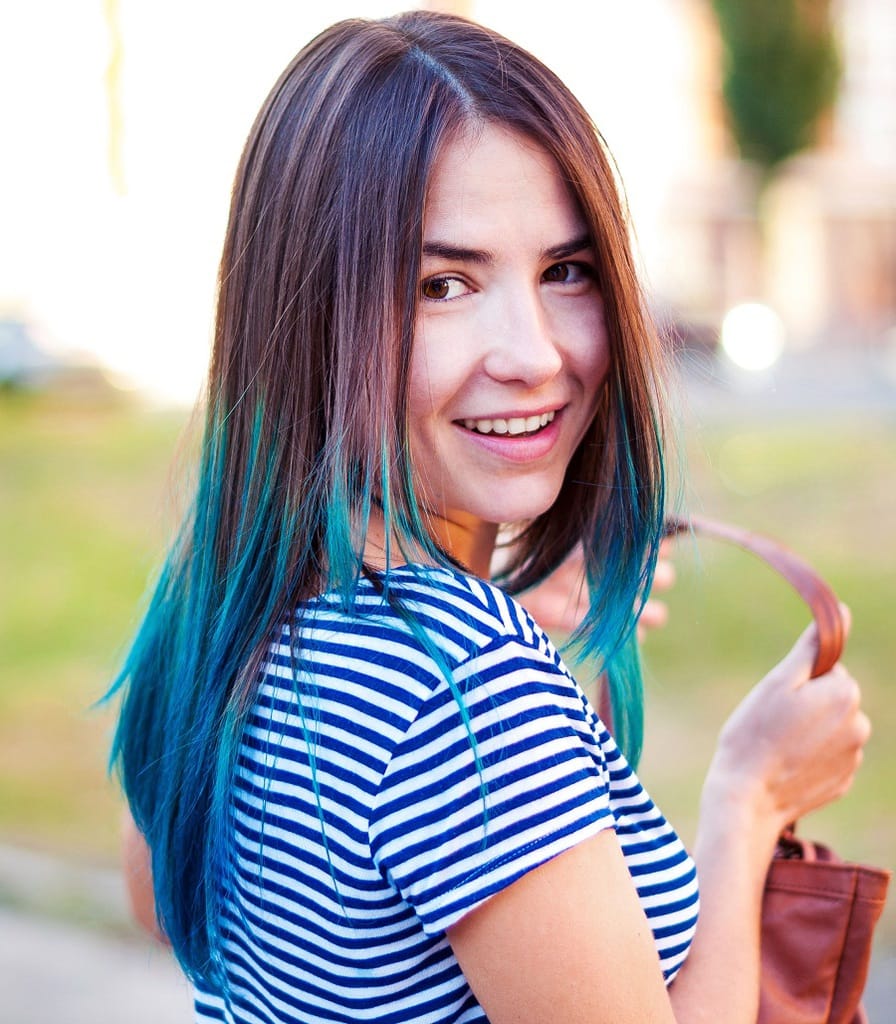 teal blue ombre hair