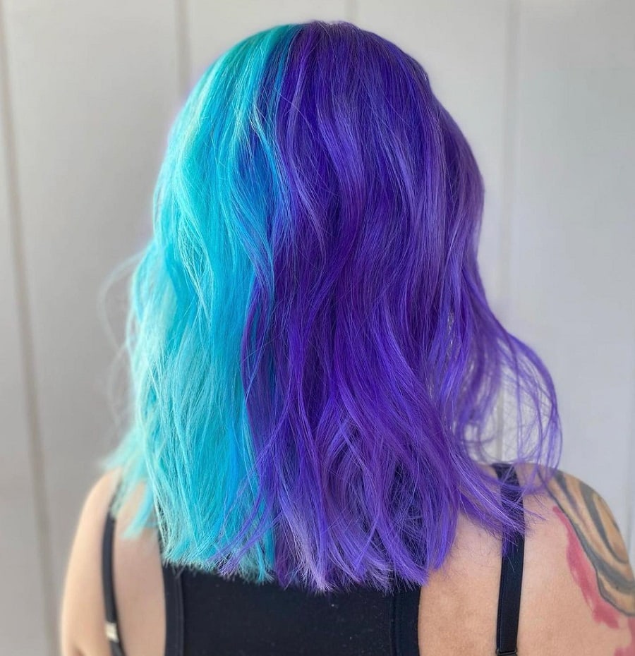 turquoise and purple hair color