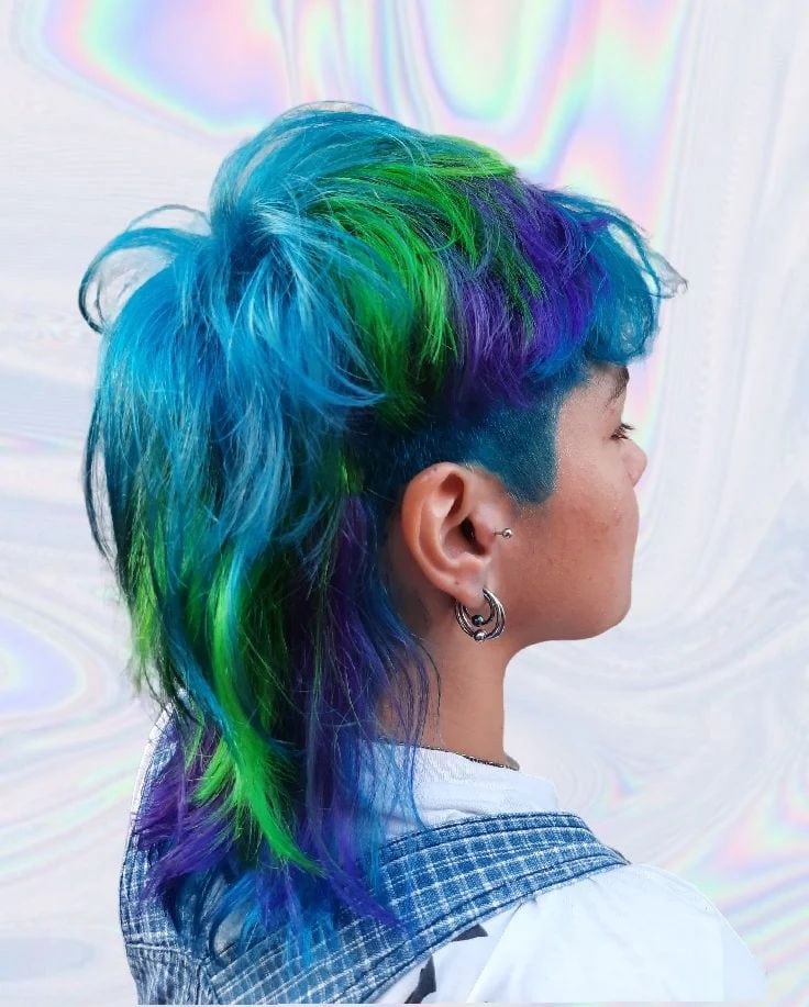 turquoise mullet hair