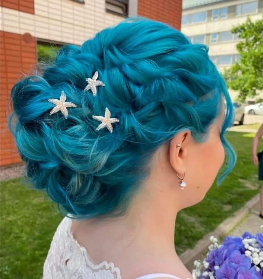 turquoise hair updo