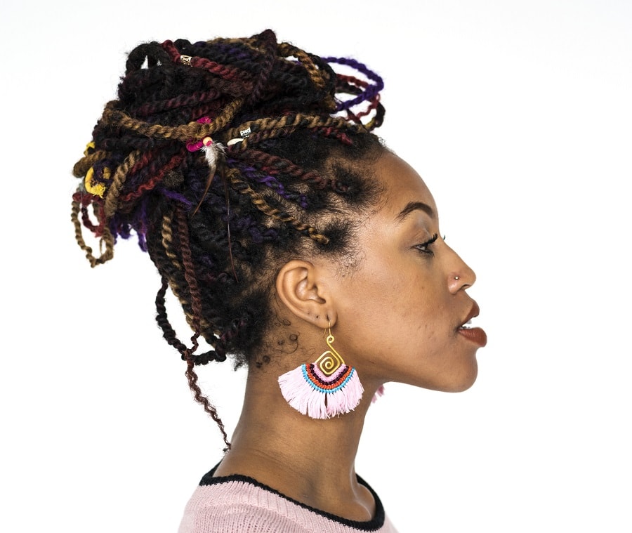 twists braided updo for black girls