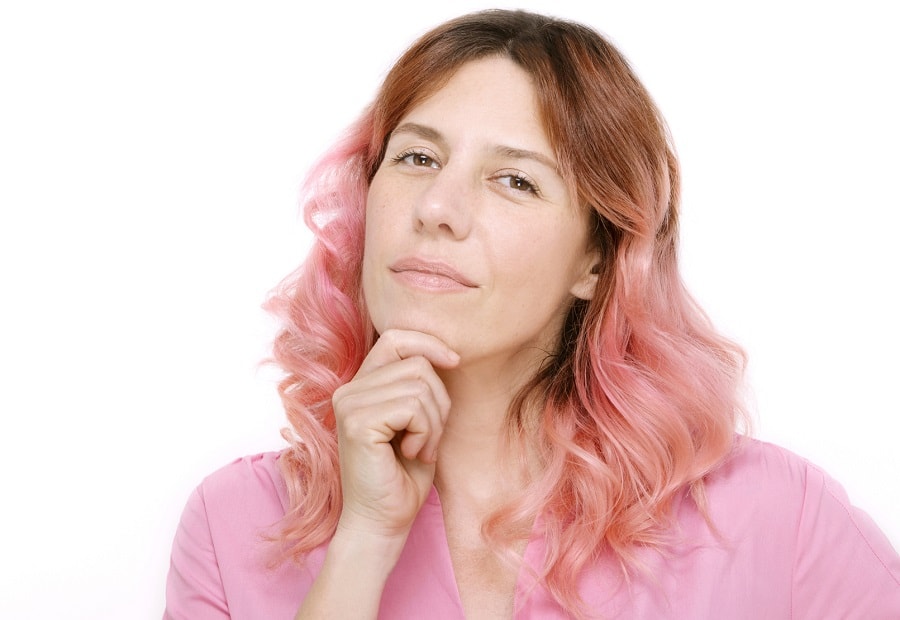 wavy bubblegum pink ombre hair