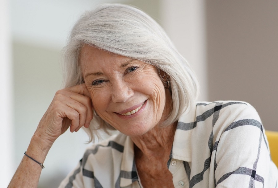 white blonde bob for women over 70