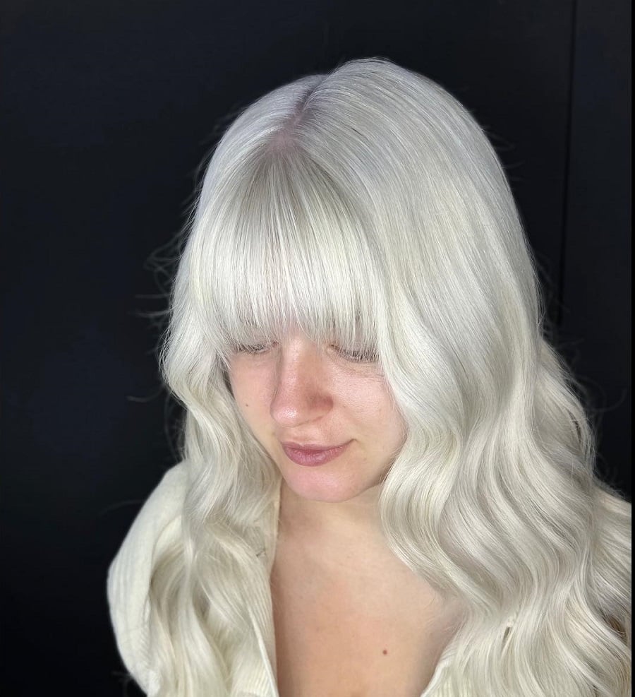 white blonde hair with bangs