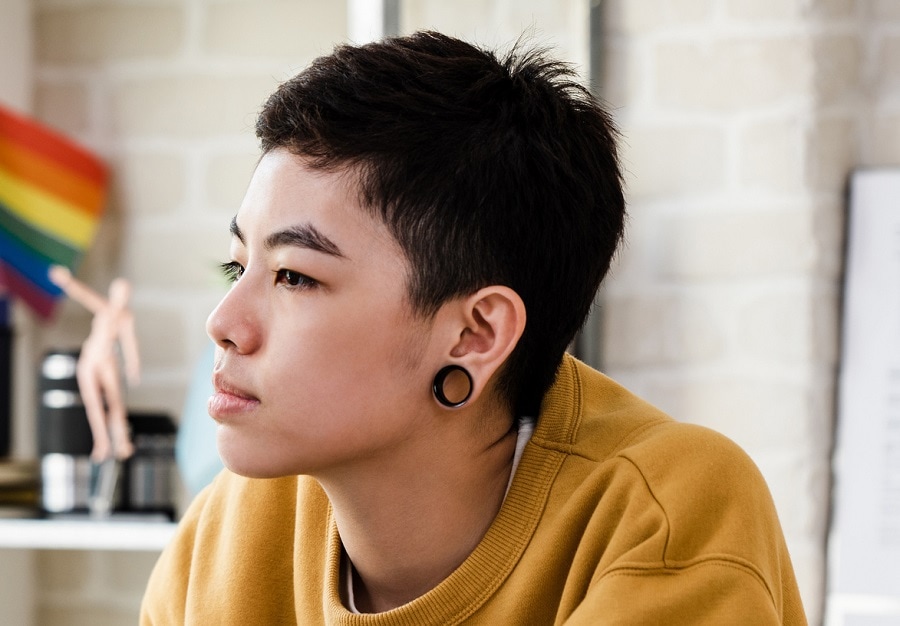 Asian tomboy girl with short hair