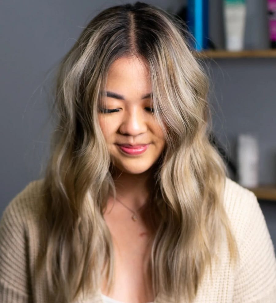 ash blonde hairstyle for Asian women