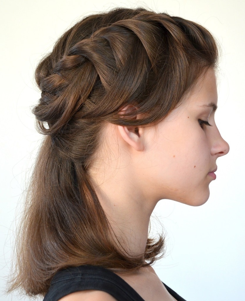 braided prom hairstyle for medium hair