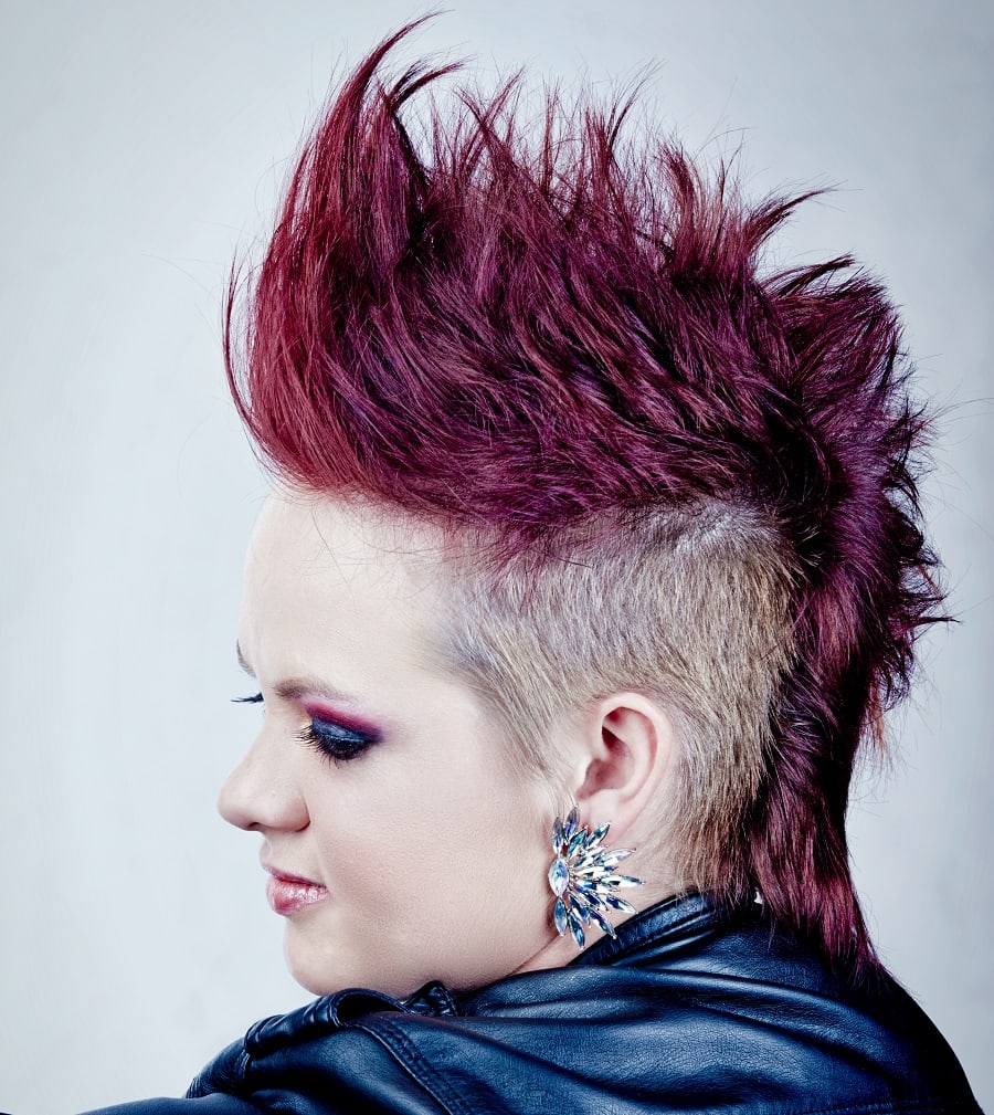 burgundy red undercut hairstyle for women