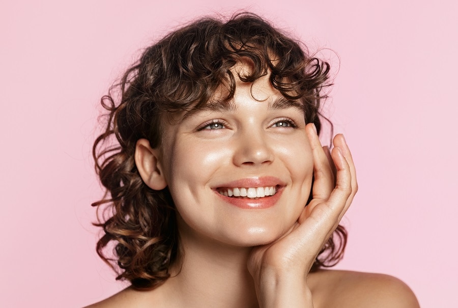 curly shag with bangs