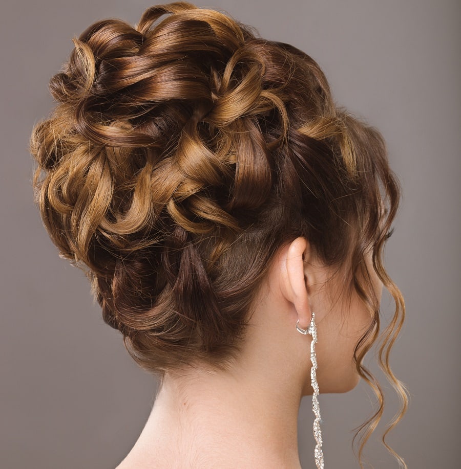 curly updo with chestnut brown hair