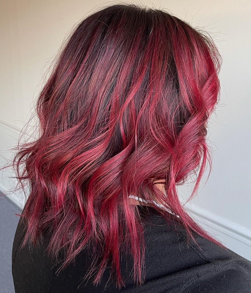 dark red balayage hair