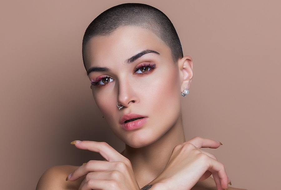 full shaved hairstyle for women