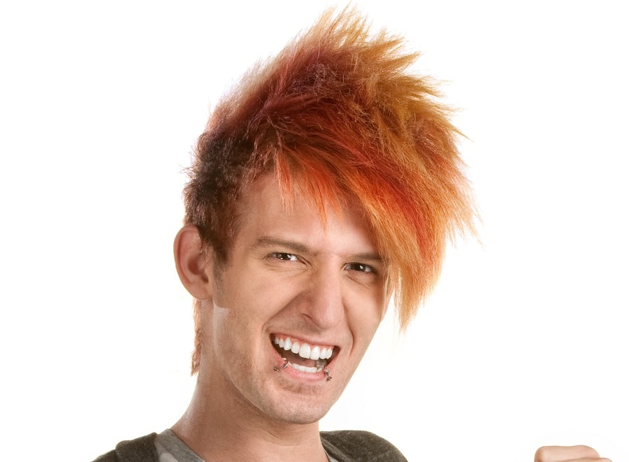 ginger red spiky hair with bangs for men