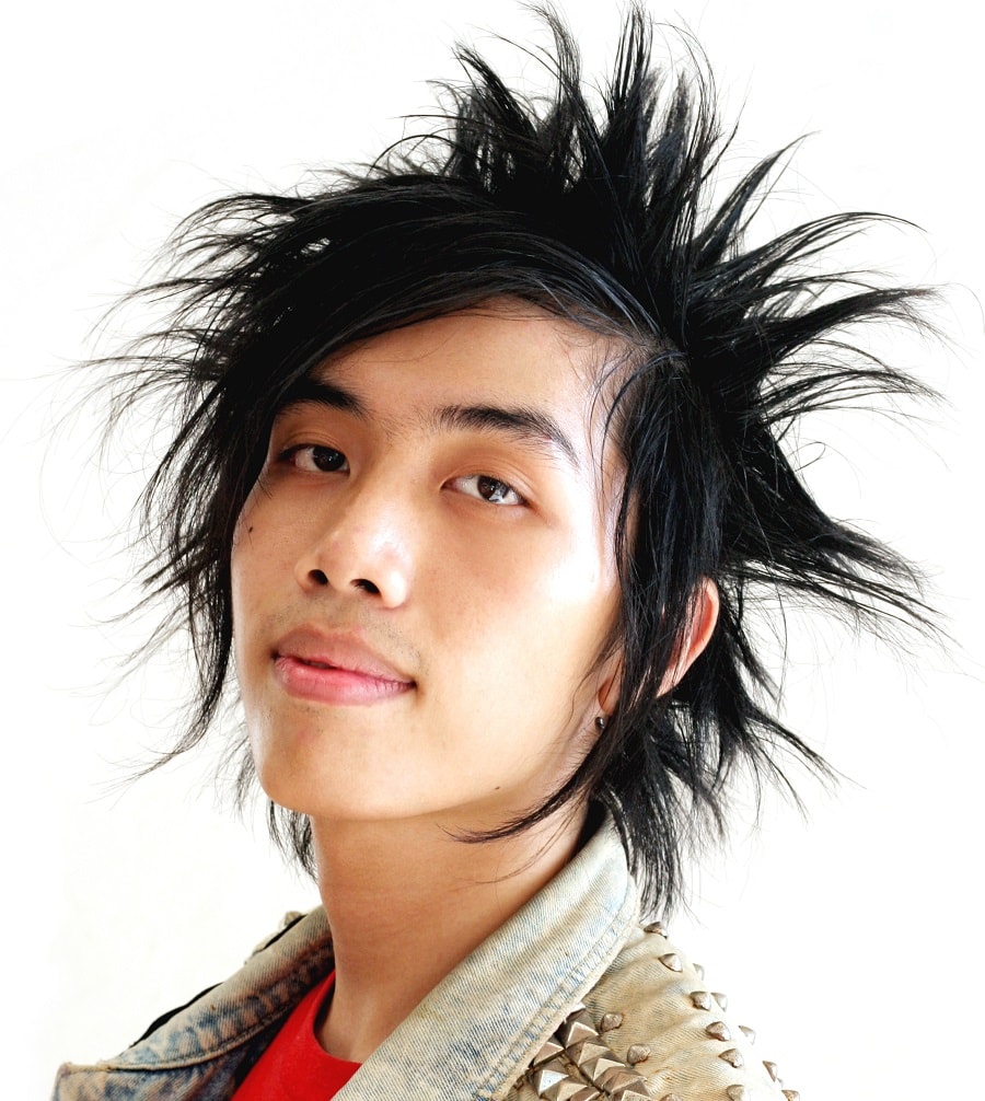 long spiky hairstyle for Asian men