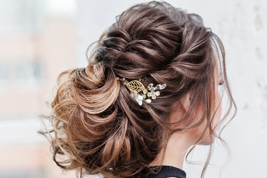 loose braided updo for prom