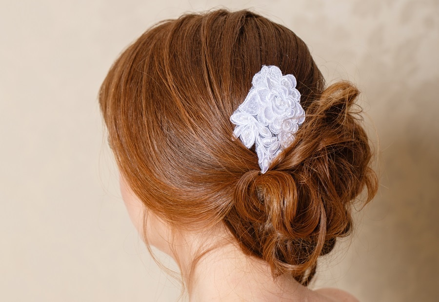 loose updo for auburn hair