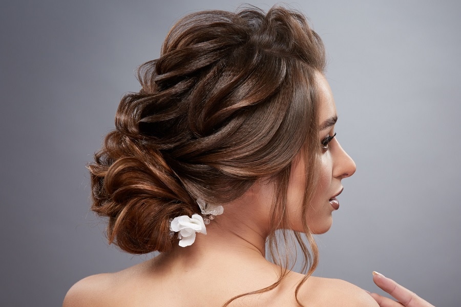 loose updo with crimped hair