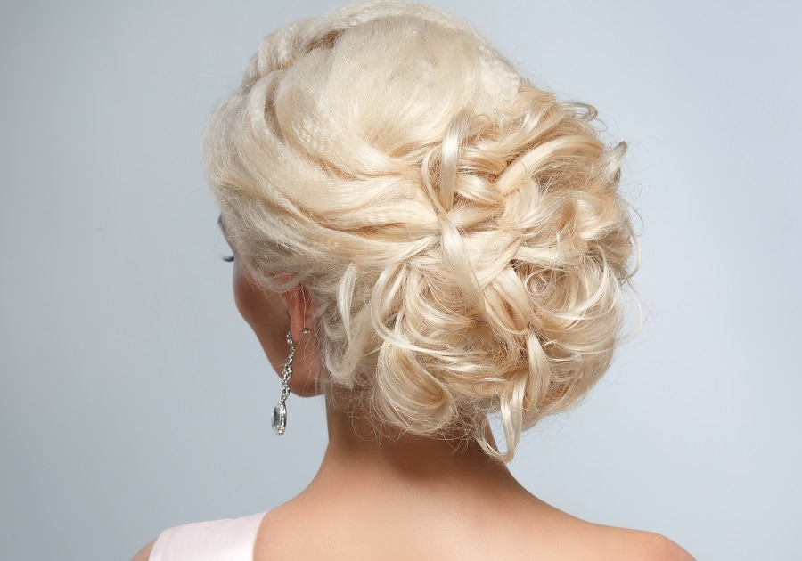 loose updo with white blonde hair