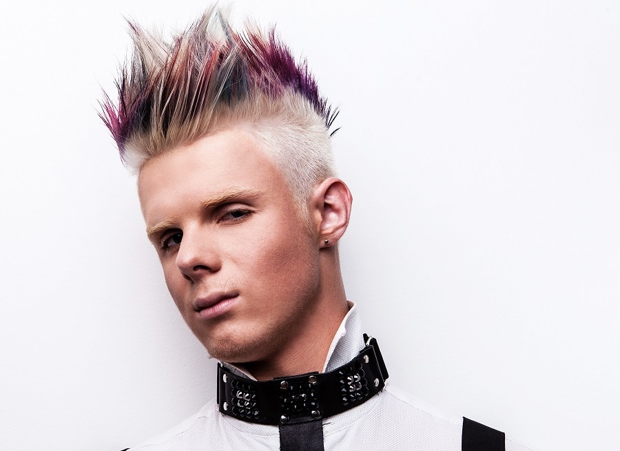 mens spiky hairstyle with colorful highlights