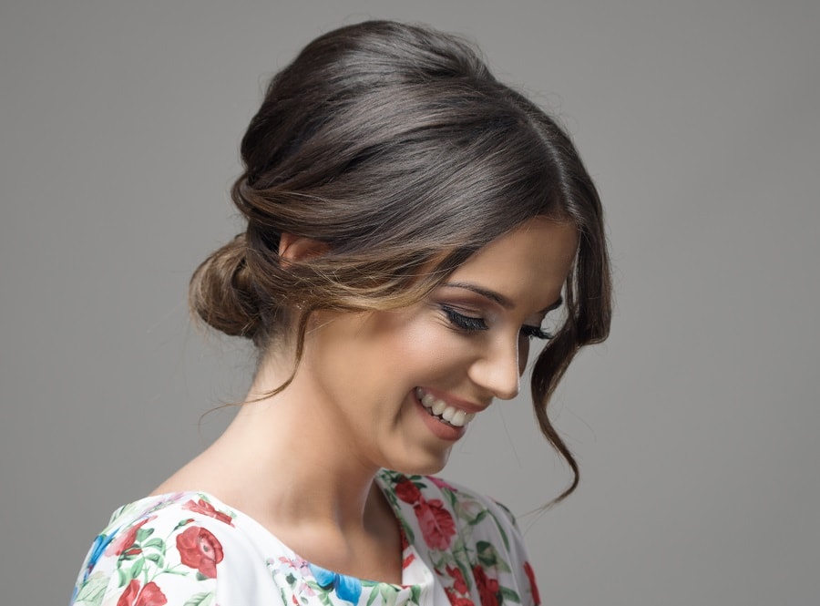 middle part updo for women with medium hair