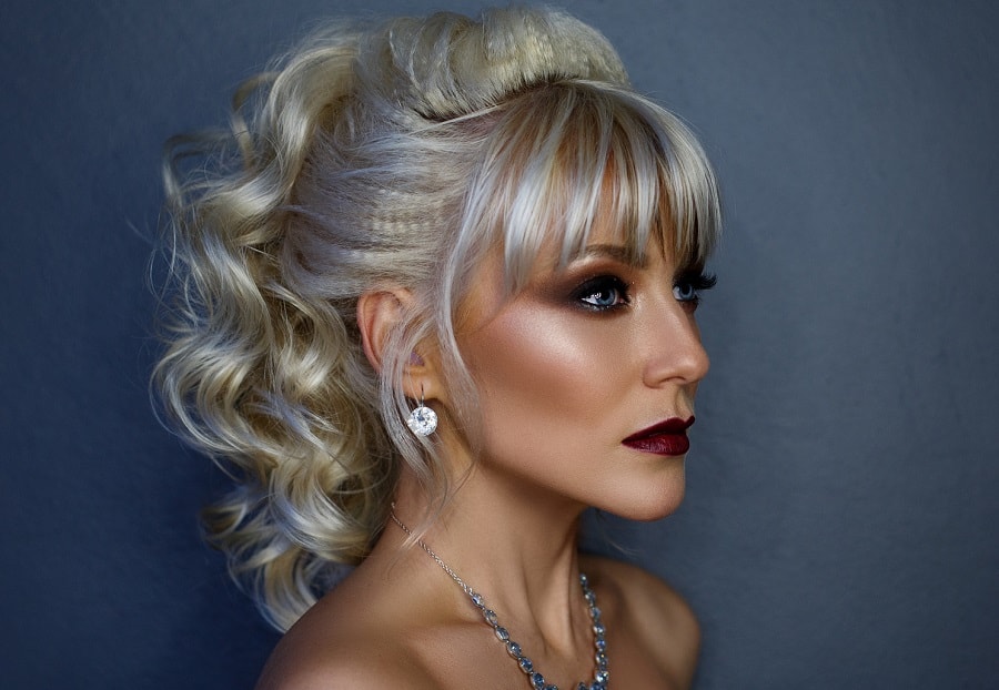 party hairstyle for long hair with bangs
