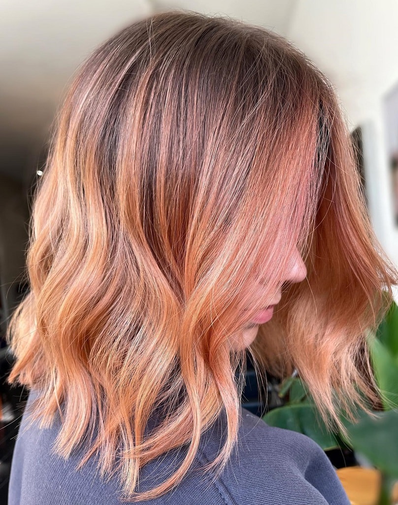 peach balayage hair