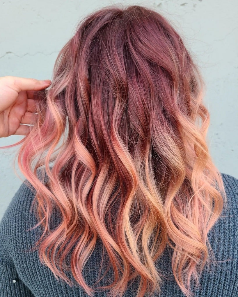 rose gold balayage ombre hair