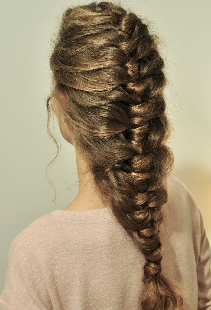 thick french braid hairstyle for prom
